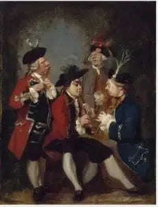 Karikatur von Sir Thomas Kennedy, James Caulfield, le vicomte Charlemont, l'honorable John Ward und Richard Phelps - Joshua Reynolds