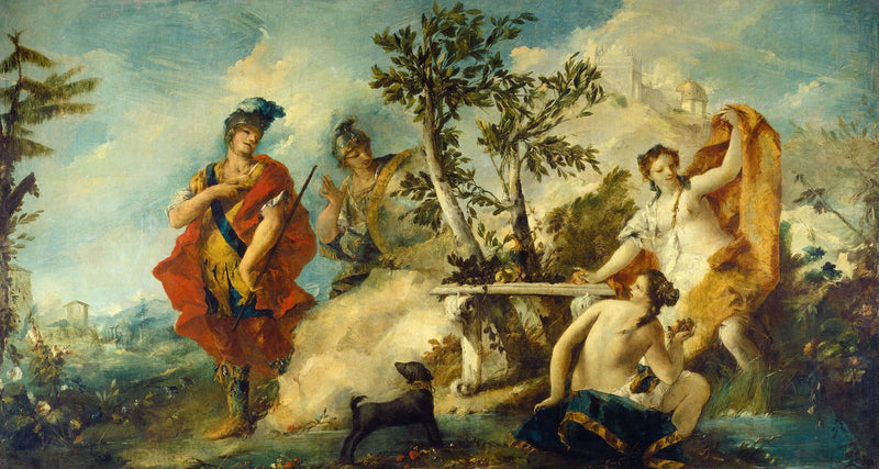 Carlo und Ubaldo widerstehen den Zaubern der Nymphen von Armide - Francesco Guardi