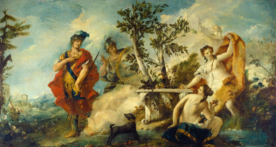 Carlo und Ubaldo widerstehen den Zaubern der Nymphen von Armide - Francesco Guardi