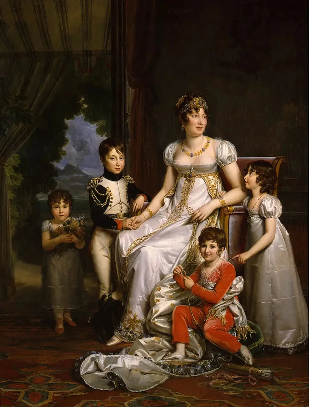 Caroline, reine de Naples et ses enfants - François Gérard image 2 reproduction de peinture à l’huile