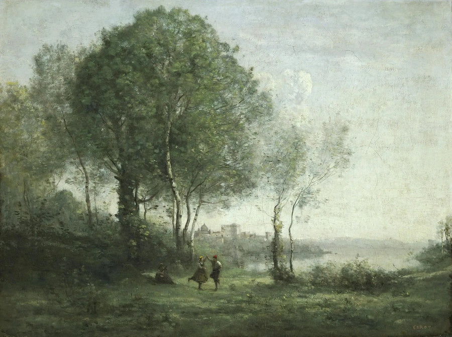 Castel Gandolfo, tanzende Tiroler Hirten am Ufer des Albano-Sees - Jean-Baptiste Camille Corot