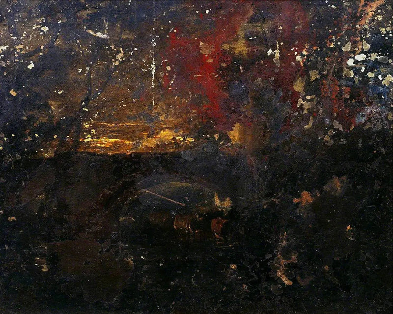 Rinder in einem Bach unter einer Brücke - J. M. W. Turner