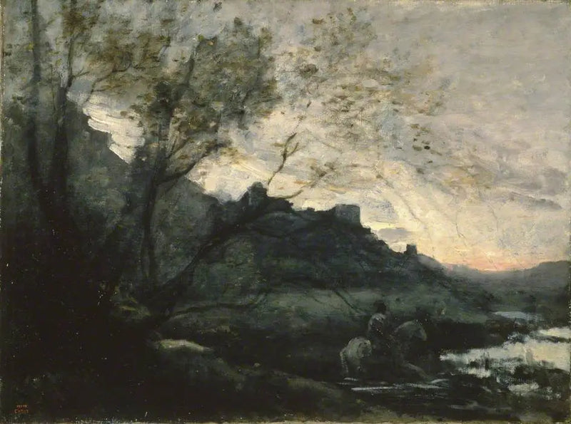 Cavalier im Wasser - Jean-Baptiste Camille Corot