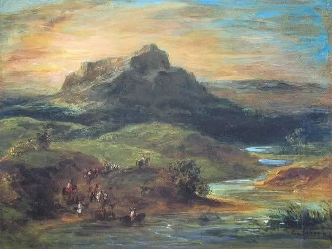 Arabische Reiter, die den Sébou überqueren - Eugène Delacroix