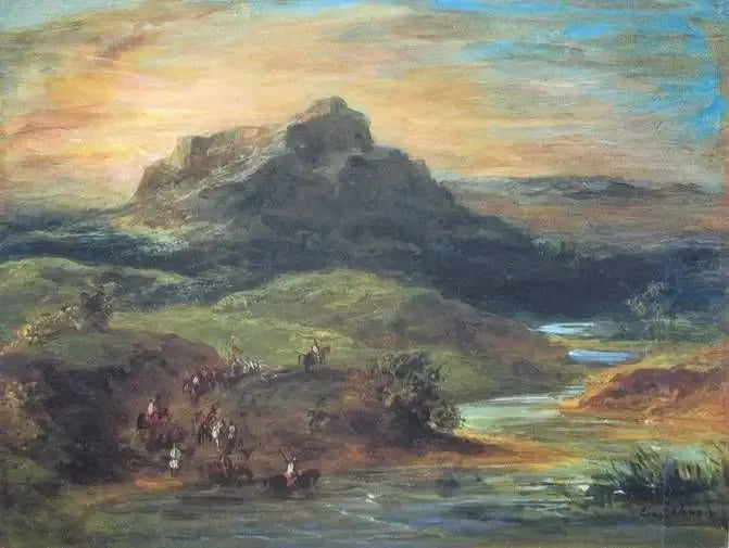 Arabische Reiter, die den Sébou überqueren - Eugène Delacroix
