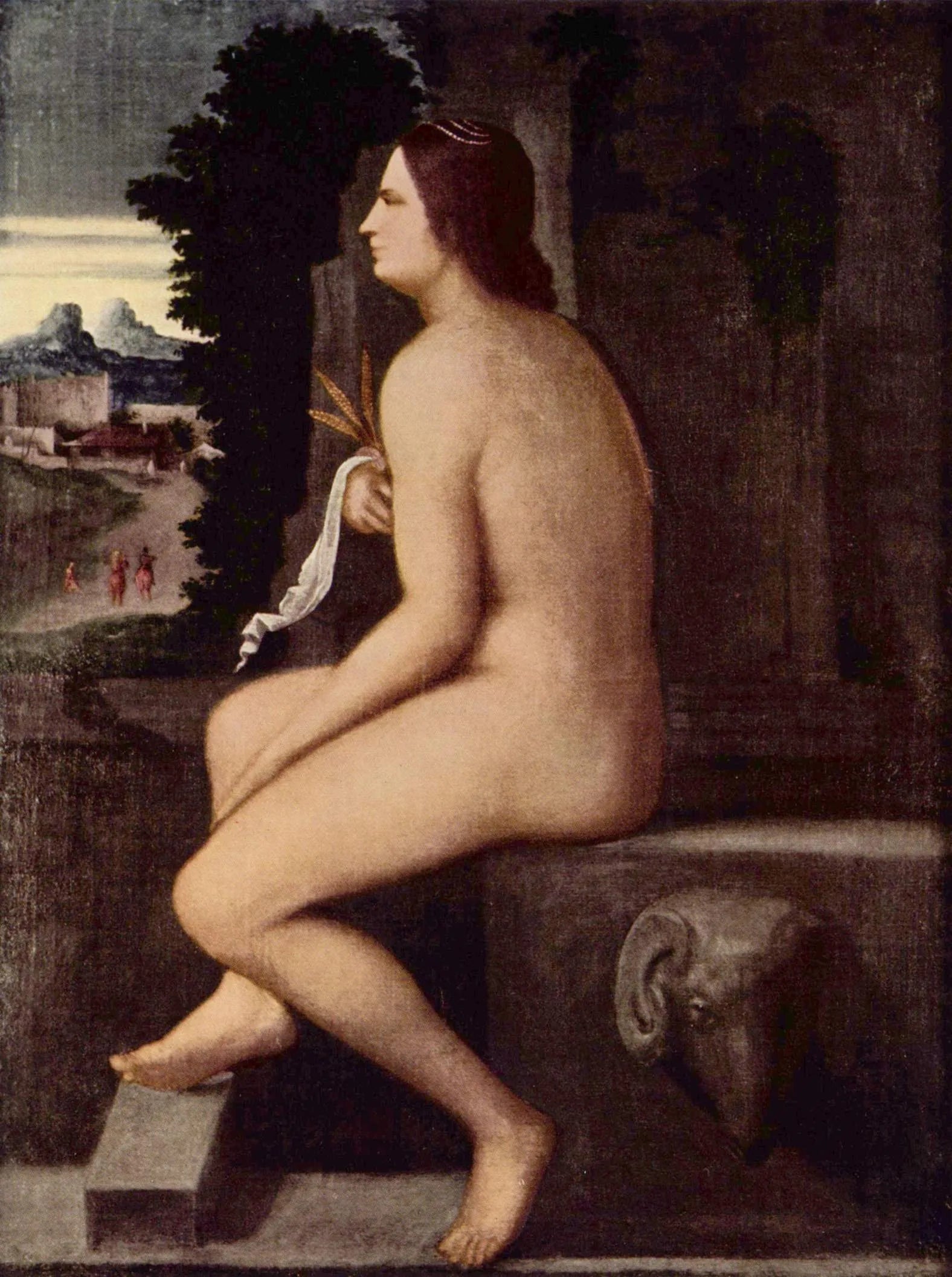 Cérès assise au bord d'une fontaine - Sebastiano del Piombo image 1 reproduction artisanale de tableau