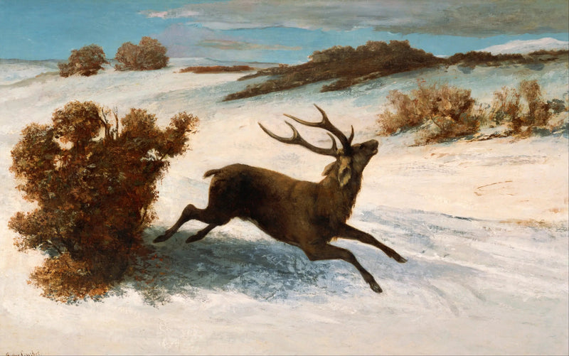 Reh im Schnee - Gustave Courbet