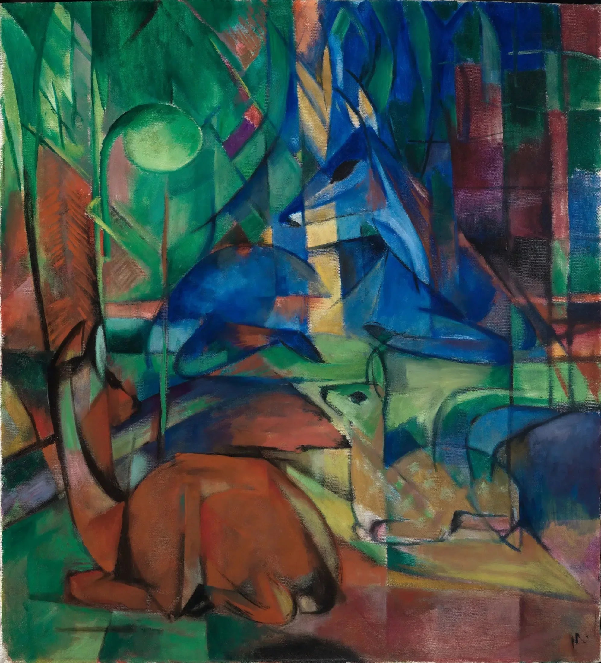 Cerf dans la forêt II - Franz Marc image 1 reproduction artisanale de tableau