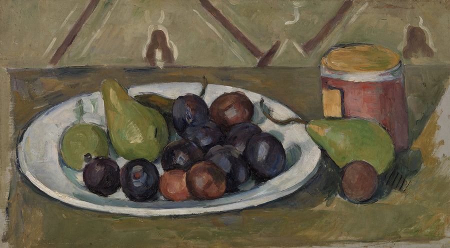 Teller mit Früchten und Einmachglas - Paul Cézanne