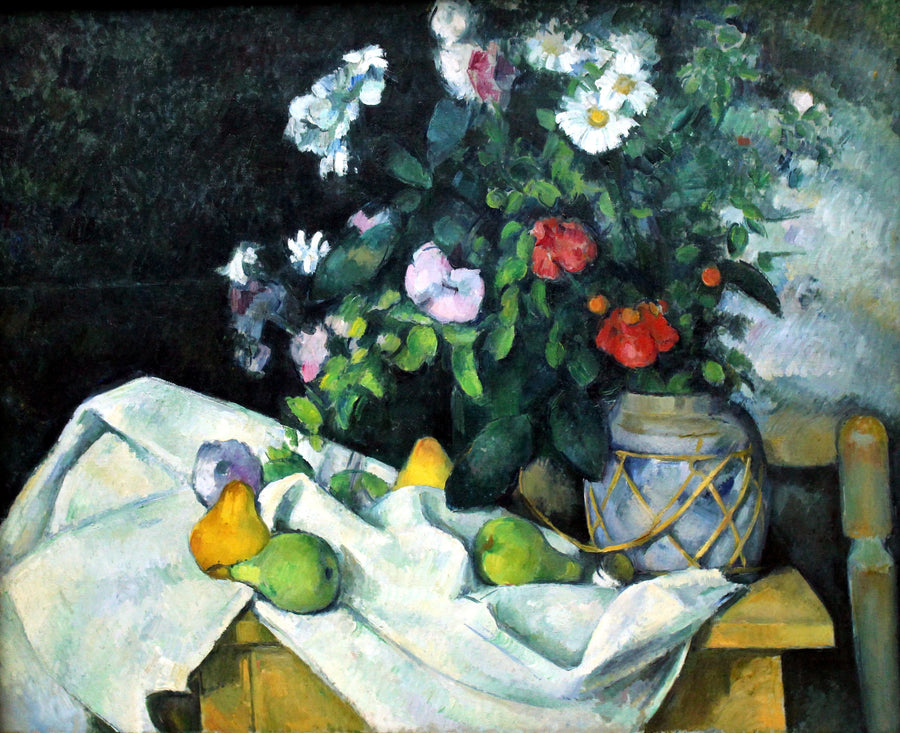 Blumen in einem Ingwergefäß und Früchte - Paul Cézanne