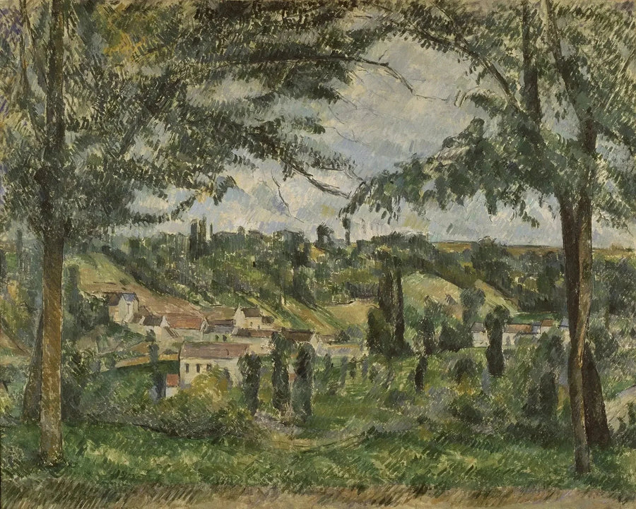 Das Dorf Les Pâtis in Pontoise, umrahmt von Bäumen - Paul Cézanne