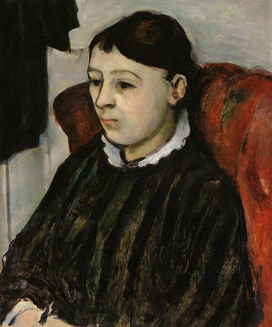 Madame Cezanne im gestreiften Kleid - Paul Cézanne