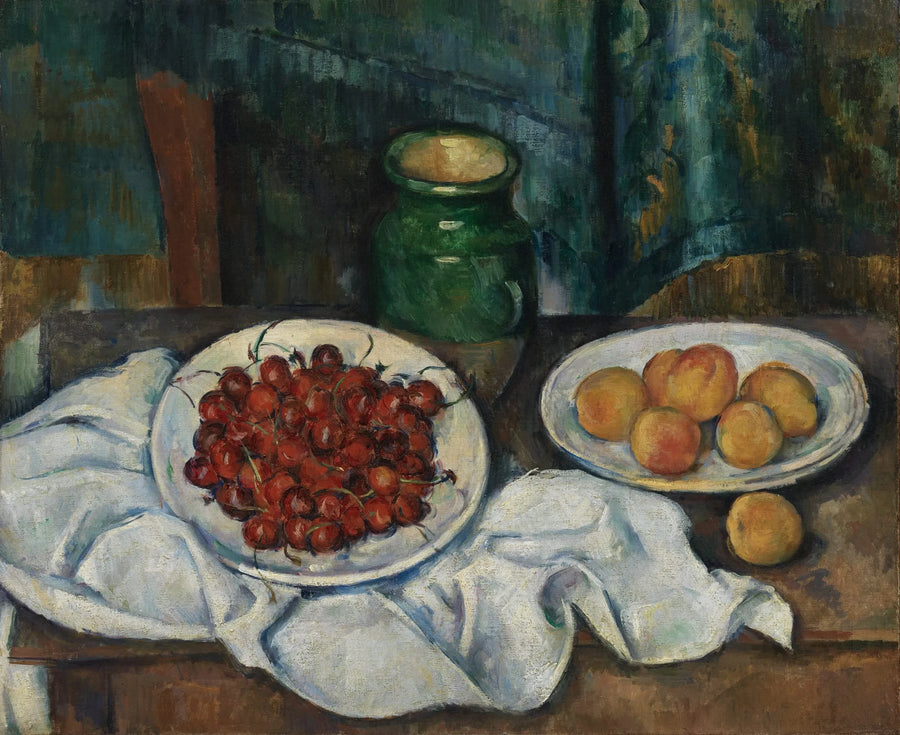 Aprikosen und Kirschen auf einem Teller - Paul Cézanne
