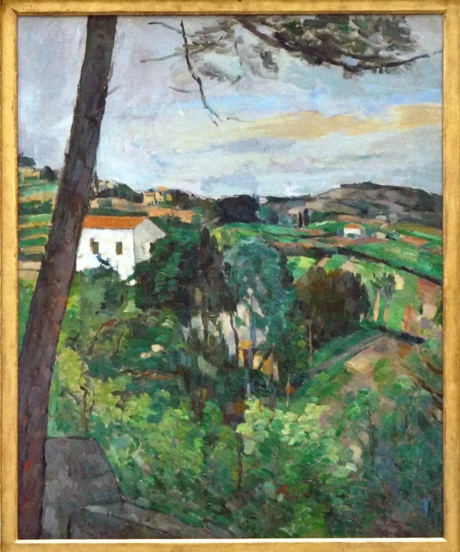Landschaft mit rotem Dach - Paul Cézanne