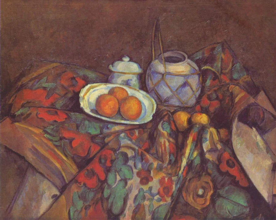 Stillleben, Ingwerkrug, Zuckerdose und Orangen - Paul Cézanne