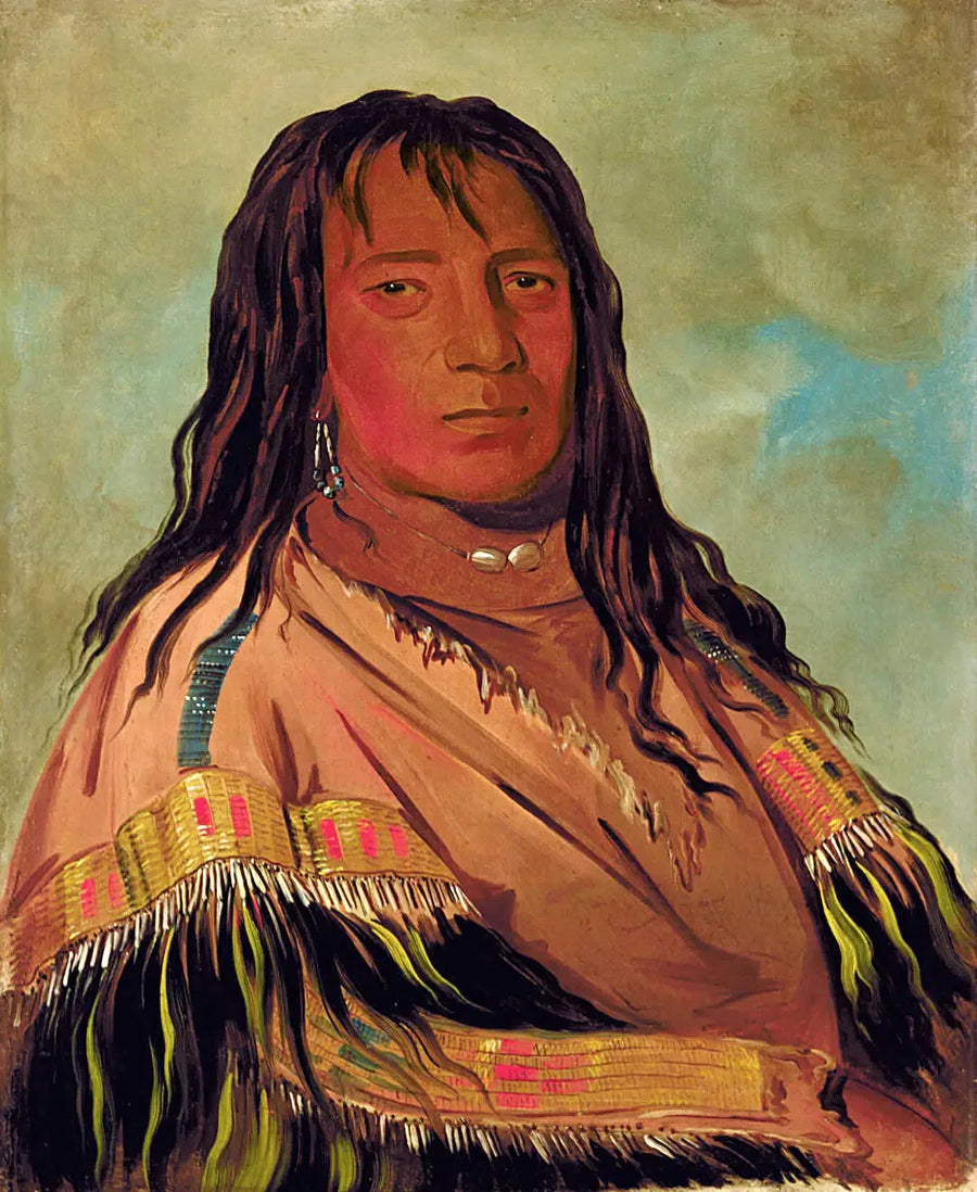 Chá-tee-wah-née-che, Sans Cœur, Anführer der Bande Wah-ne-watch-to-nee-nah - George Catlin