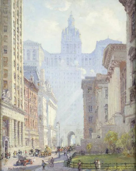 Chambers Street et l'Hôtel de Ville, New York. - Colin Campbell Cooper image 1 copie de tableau peinte à la main
