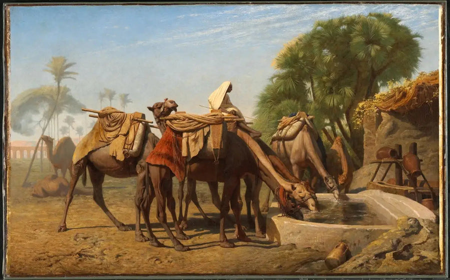 Kamele am Tränke - Jean-Léon Gérôme