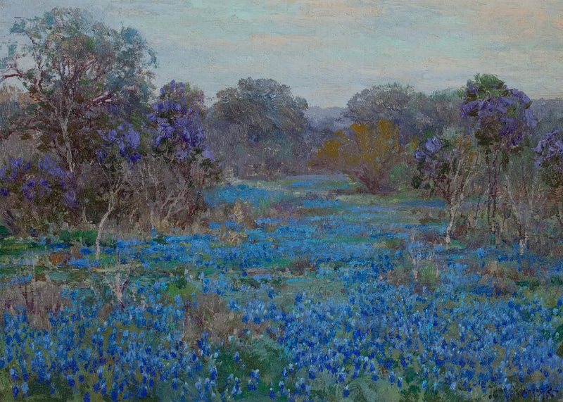 Feld mit blauen Lupinen und Bäumen - Julian Onderdonk