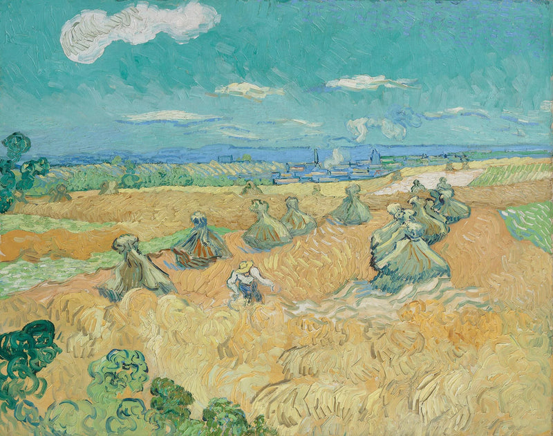 Weizenfeld mit Garben und Mähdrescher - Vincent van Gogh