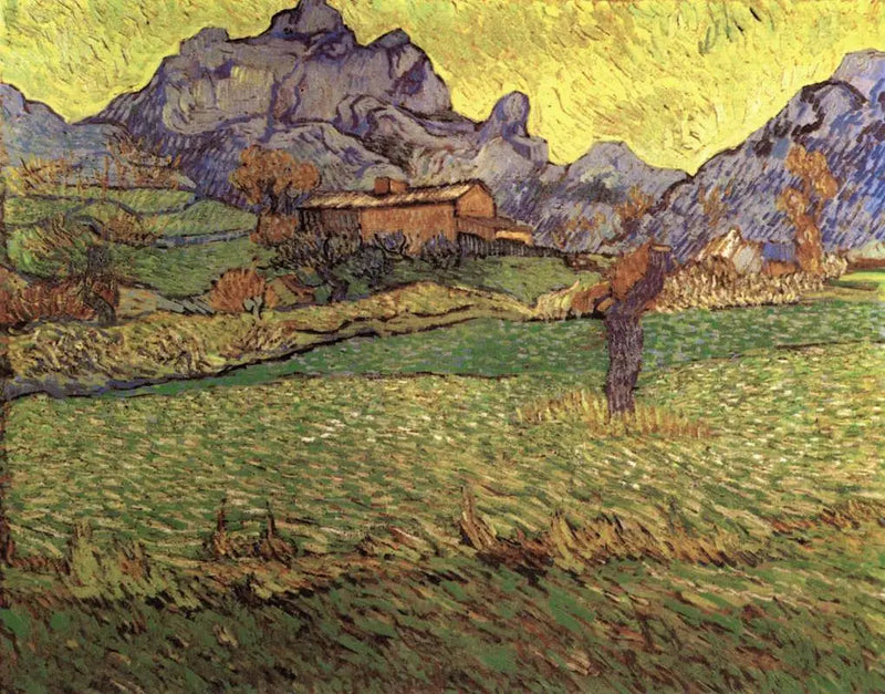 Weizenfelder in einer Berglandschaft - Vincent van Gogh