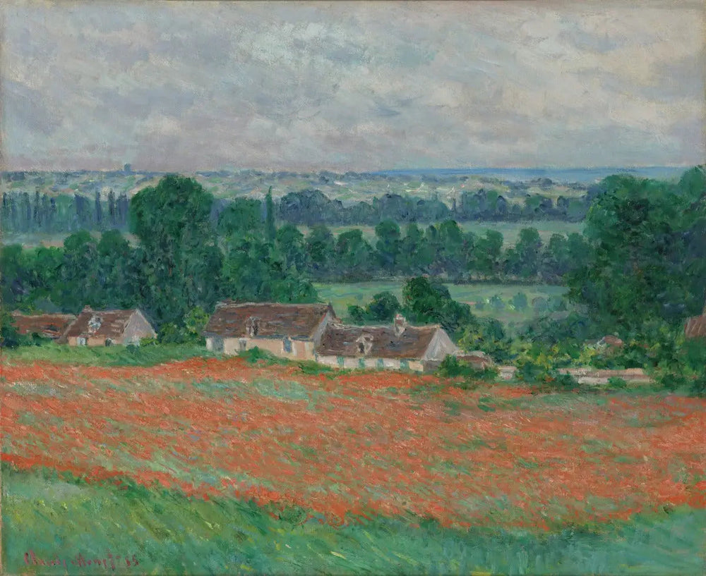 Champs de coquelicots à Giverny - Claude Monet image 1 copie de tableau peinte à la main