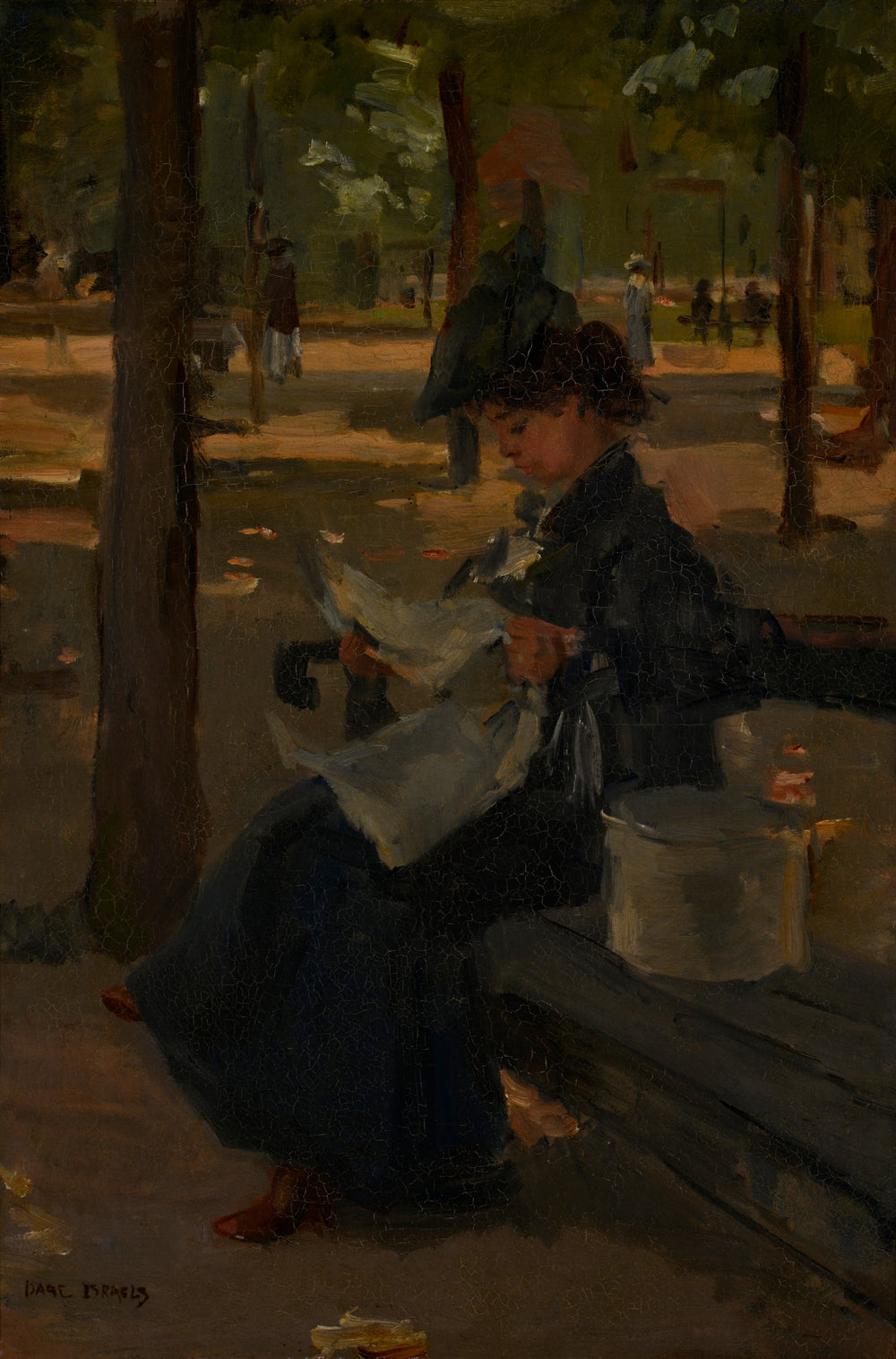Chapelier dans un parc - Isaac Israëls image 1 reproduction artisanale de tableau