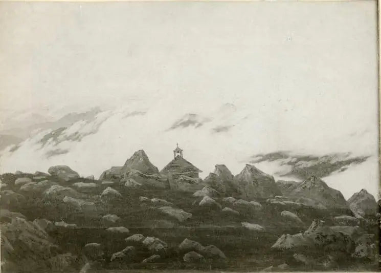 Bergkapelle im Nebel - Caspar David Friedrich