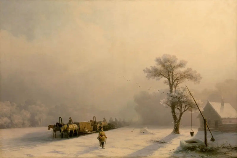 Winterwagen auf dem Weg - Ivan Aïvazovski