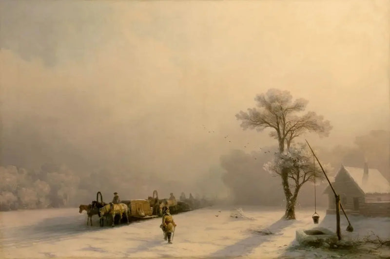 Winterwagen auf dem Weg - Ivan Aïvazovski