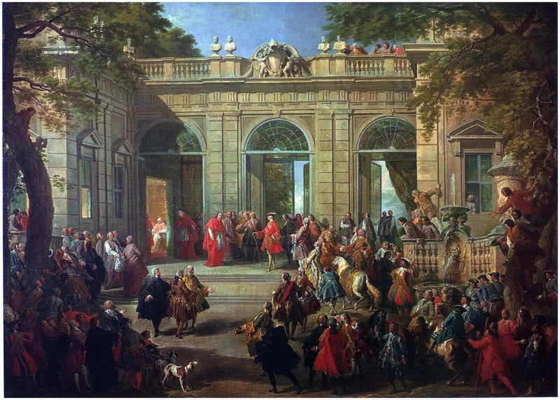 Charles de Bourbon besucht den Papst Benedikt XIV. im Café du Quirinal - Giovanni Paolo Panini