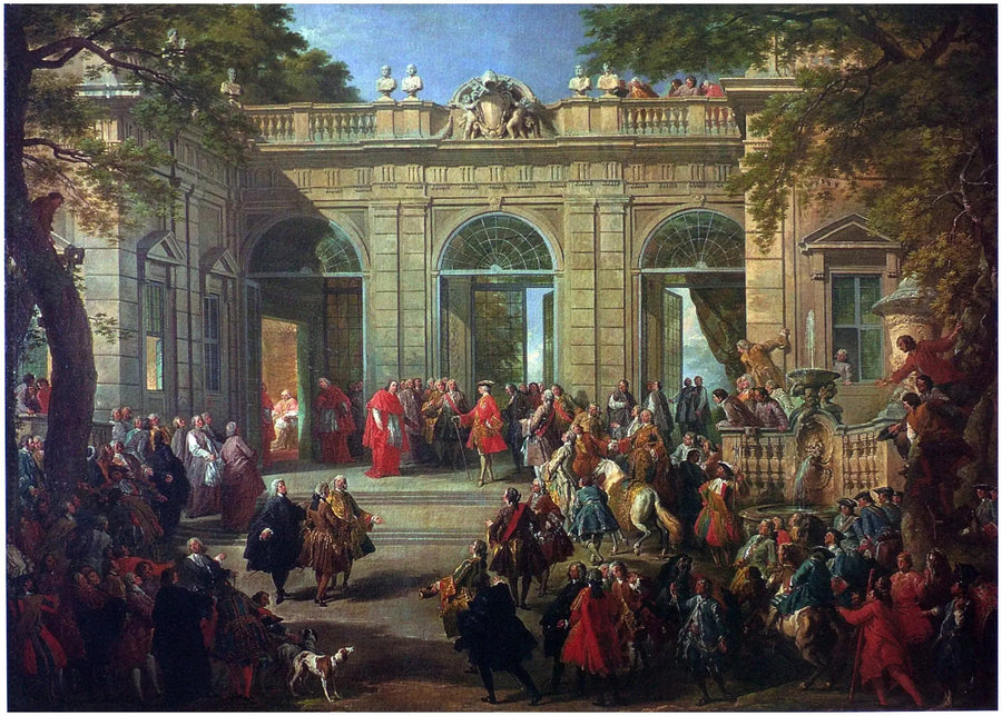 Charles de Bourbon besucht den Papst Benedikt XIV. im Café du Quirinal - Giovanni Paolo Panini