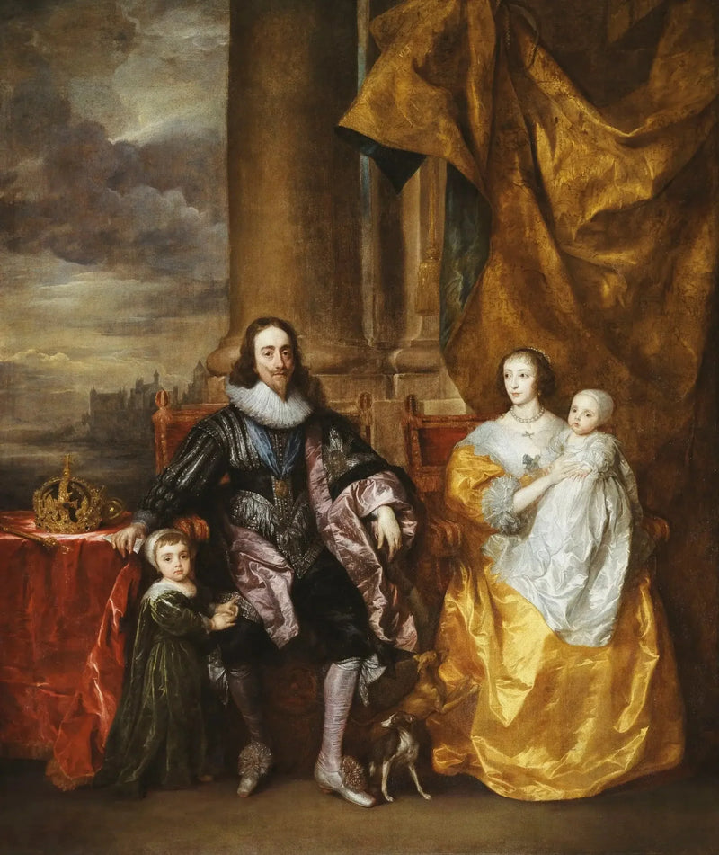 Charles I. und Henriette Marie mit ihren beiden ältesten Kindern, Prinz Charles und Prinzessin Mary - Antoine van Dyck