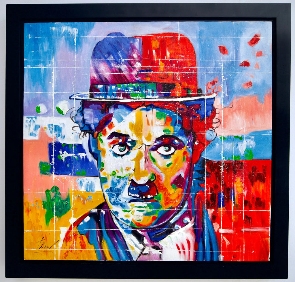 Charlie Chaplin Pop Art - Thanchanok | 55 x 55 cm Reproductions de tableaux à la peinture à l’huile