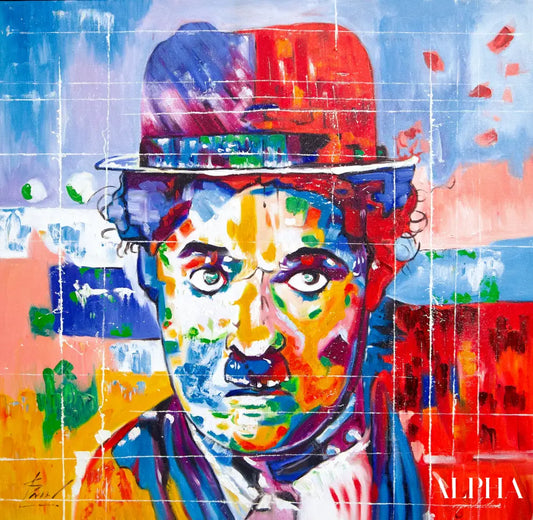 Charlie Chaplin Pop Art - Thanchanok | 55 x 55 cm Reproductions de tableaux à la peinture à l’huile