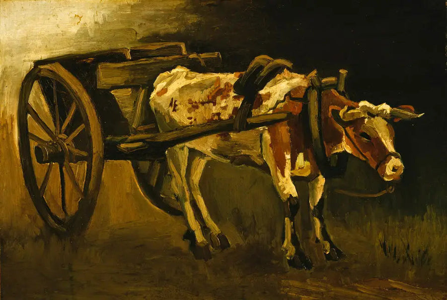 Ochsenkarren mit rotem und weißem Rind - Vincent van Gogh