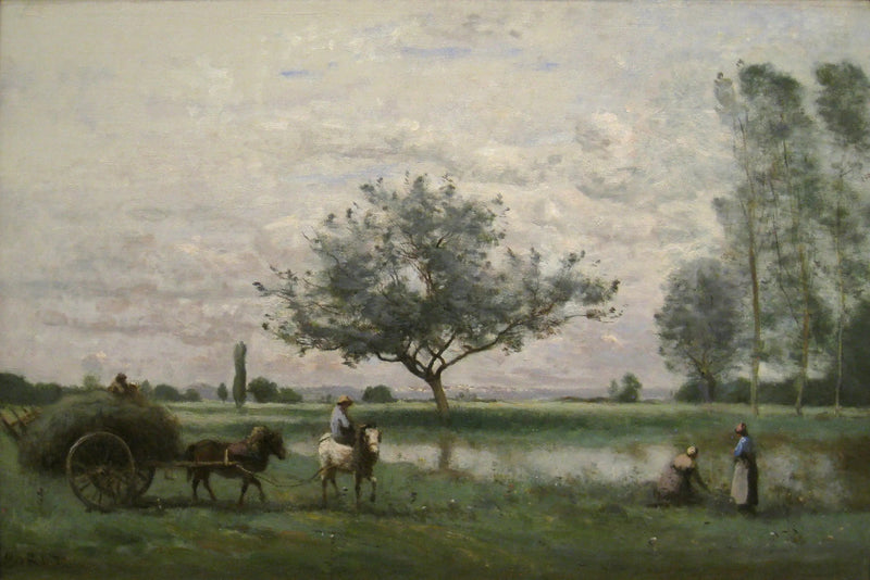 Heuhaufen entlang eines Flusses - Jean-Baptiste Camille Corot