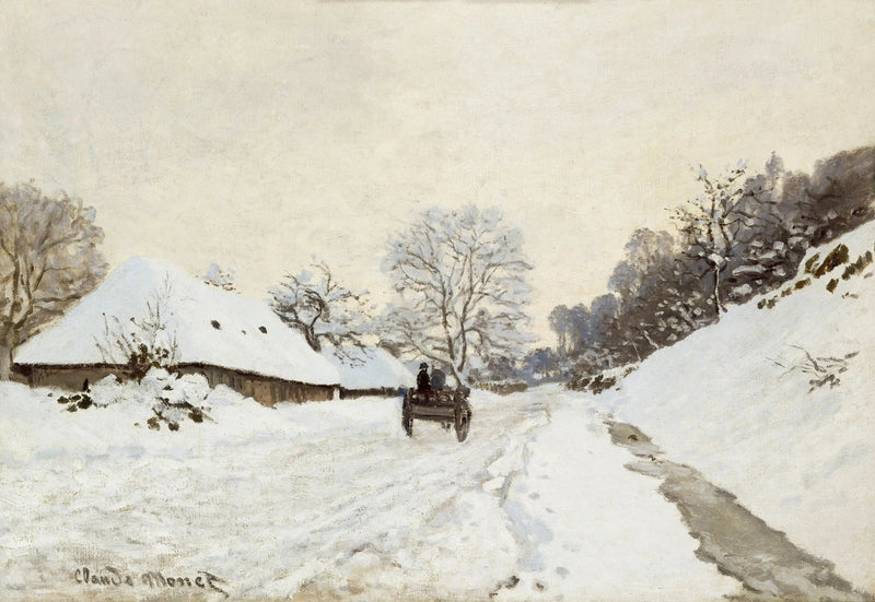 La Charrette, Straße unter dem Schnee in Honfleur W50 - Claude Monet