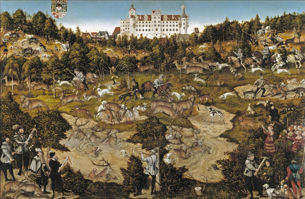 Chasse au château de Torgau en l'honneur de Charles Quint - Lucas Cranach the Elder image 1 copie de tableau peinte à la main