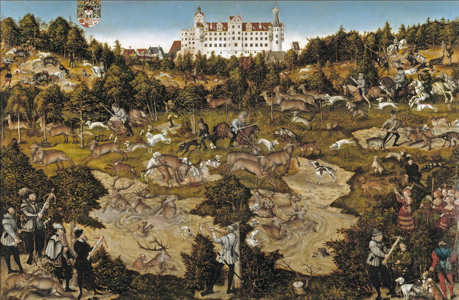 Jagd auf das Schloss Torgau zu Ehren Karls V. - Lucas Cranach der Ältere