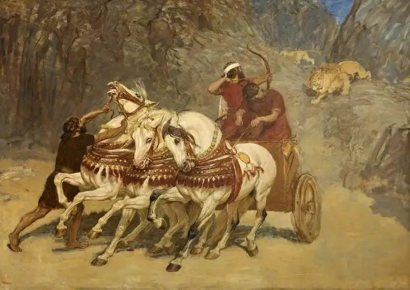 Assyrische Löwenjagd (unvollendet) - Briton Rivière