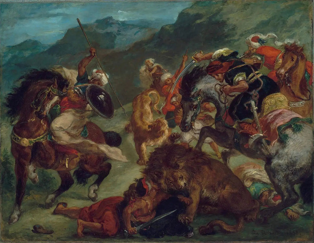 Chasse au lion - Eugène Delacroix image 1 tableau peint à l’huile sur toile