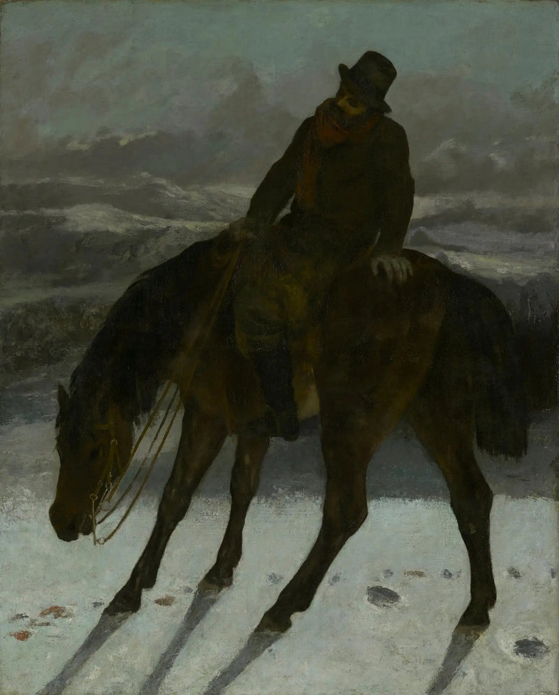 Pferdjäger, der die Spur findet - Gustave Courbet