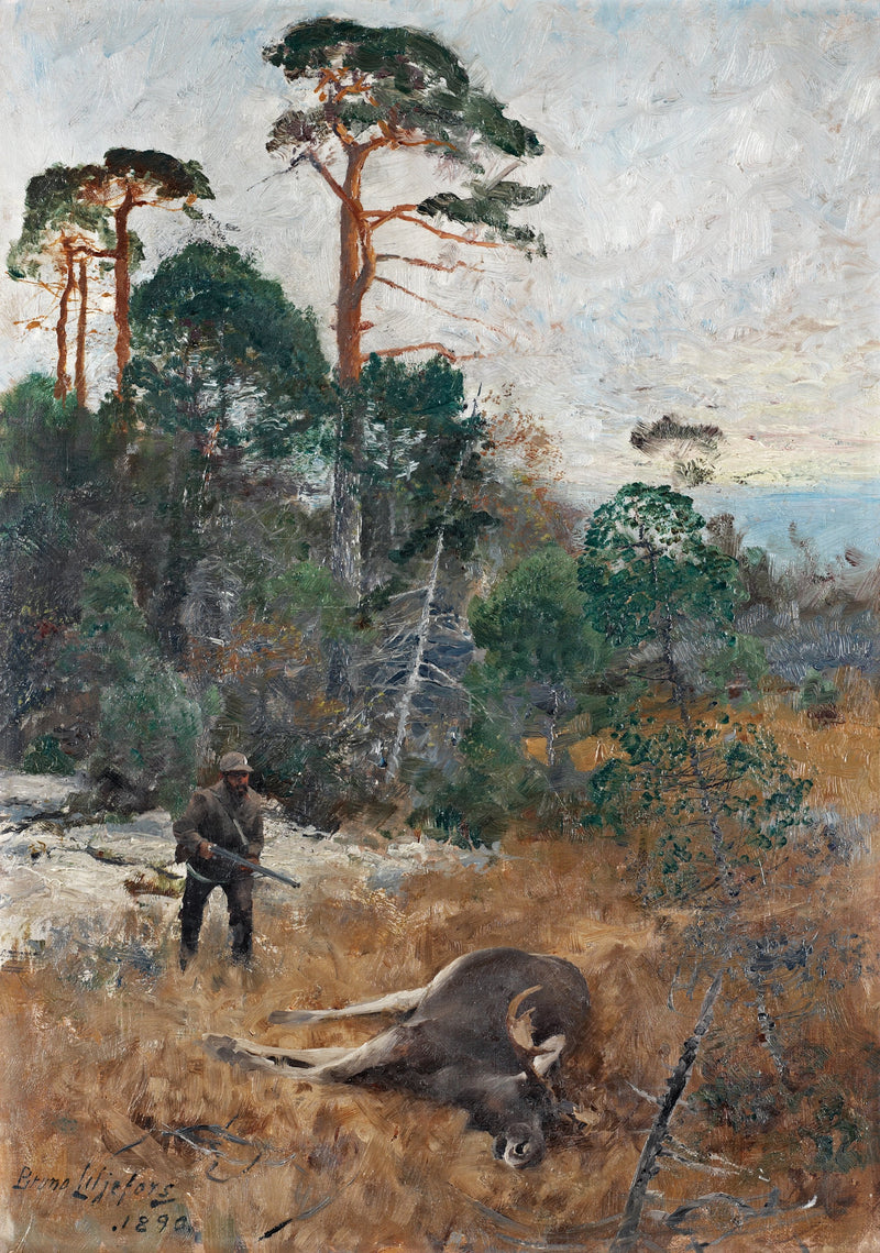 Elchjäger im Morgengrauen - Bruno Liljefors