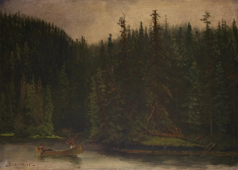 Indianerjäger im Kanu - Albert Bierstadt