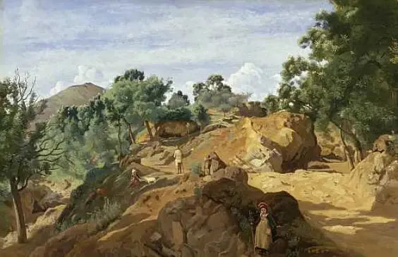 Felsige Kastanienhain (Morvan oder Auvergne) - Jean-Baptiste Camille Corot