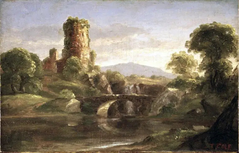 Château en ruine und Fluss - Thomas Cole