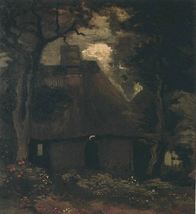 Chaumière entre les arbres avec paysanne F187 JH808 — Vincent van Gogh