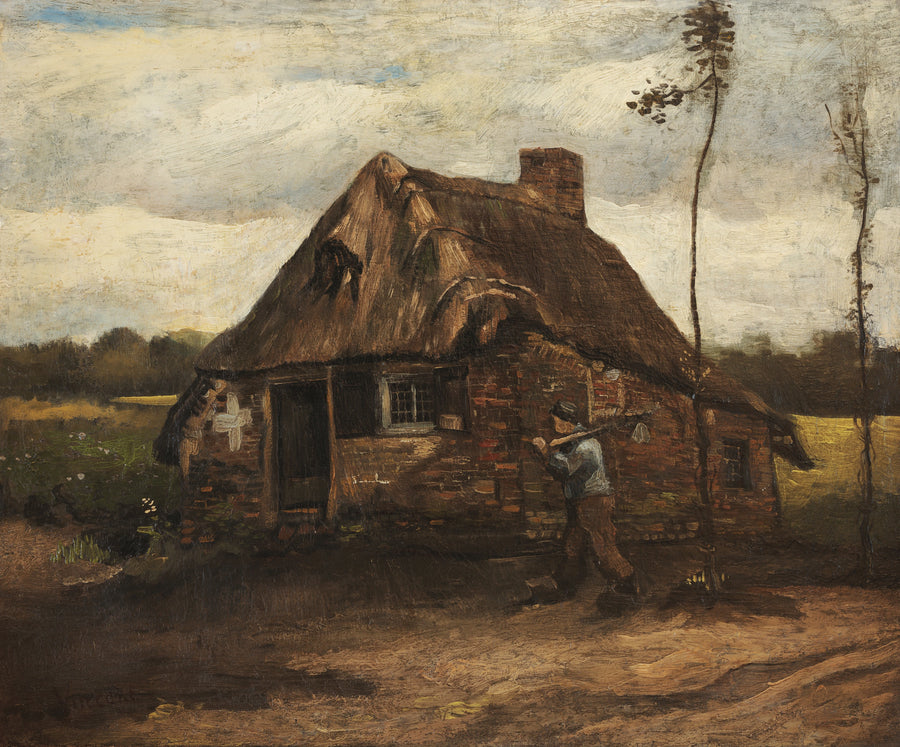 Szene eines Landhauses mit einem Bauern, der nach Hause zurückkehrt - Vincent van Gogh