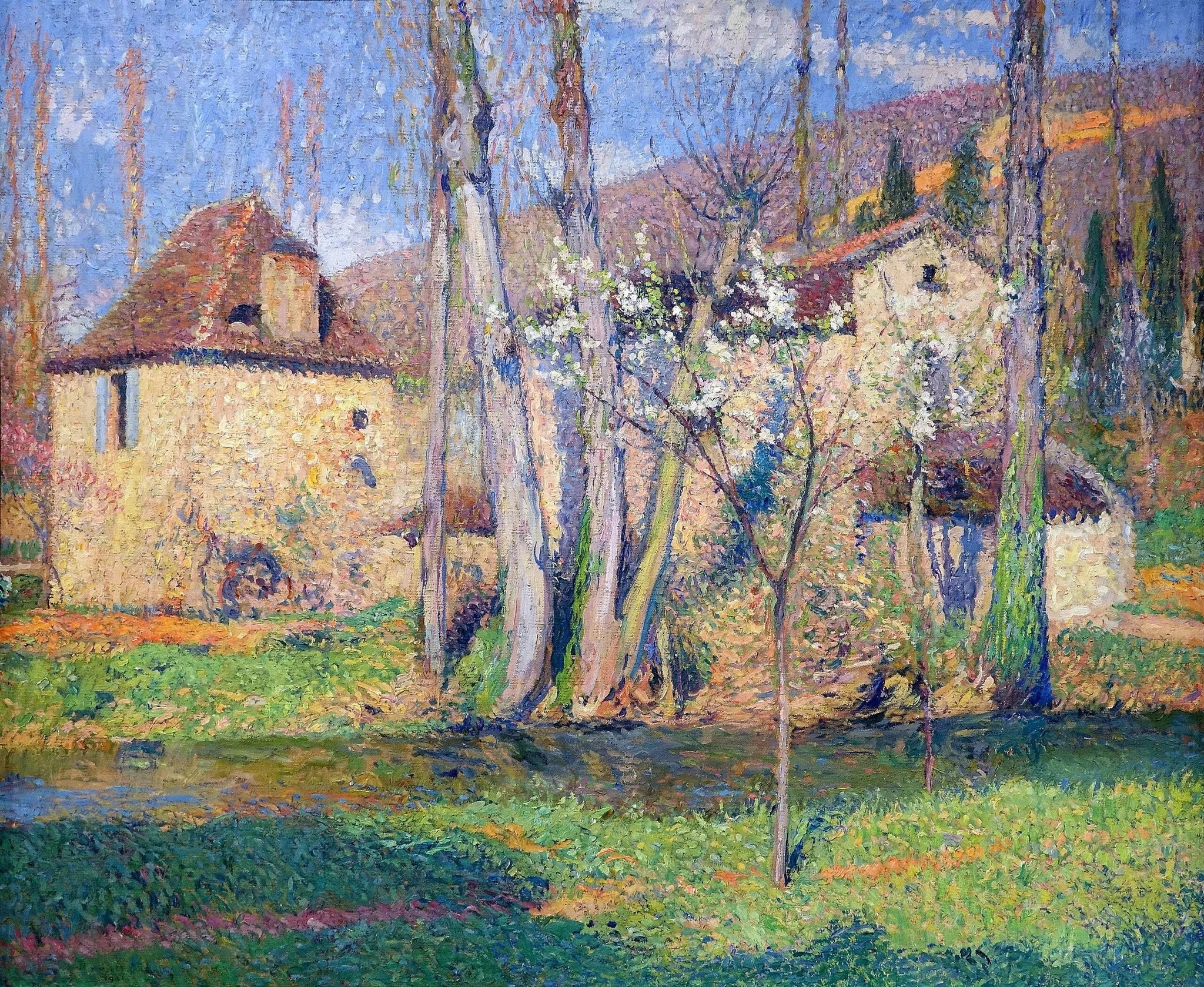 Chaumières au printemps - Henri-Jean Guillaume Martin image 1 tableau peint à l’huile sur toile